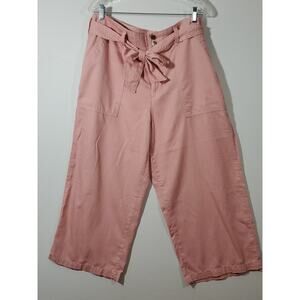 Seven7 Jeans Peachy Pink Crop Wide Leg Pants Size 16 Belted Button Zip Closure